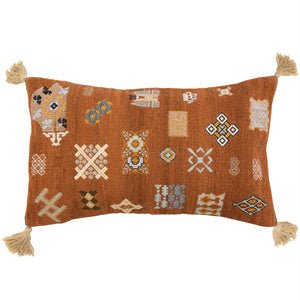 Wool Embroidered Lumbar Pillow