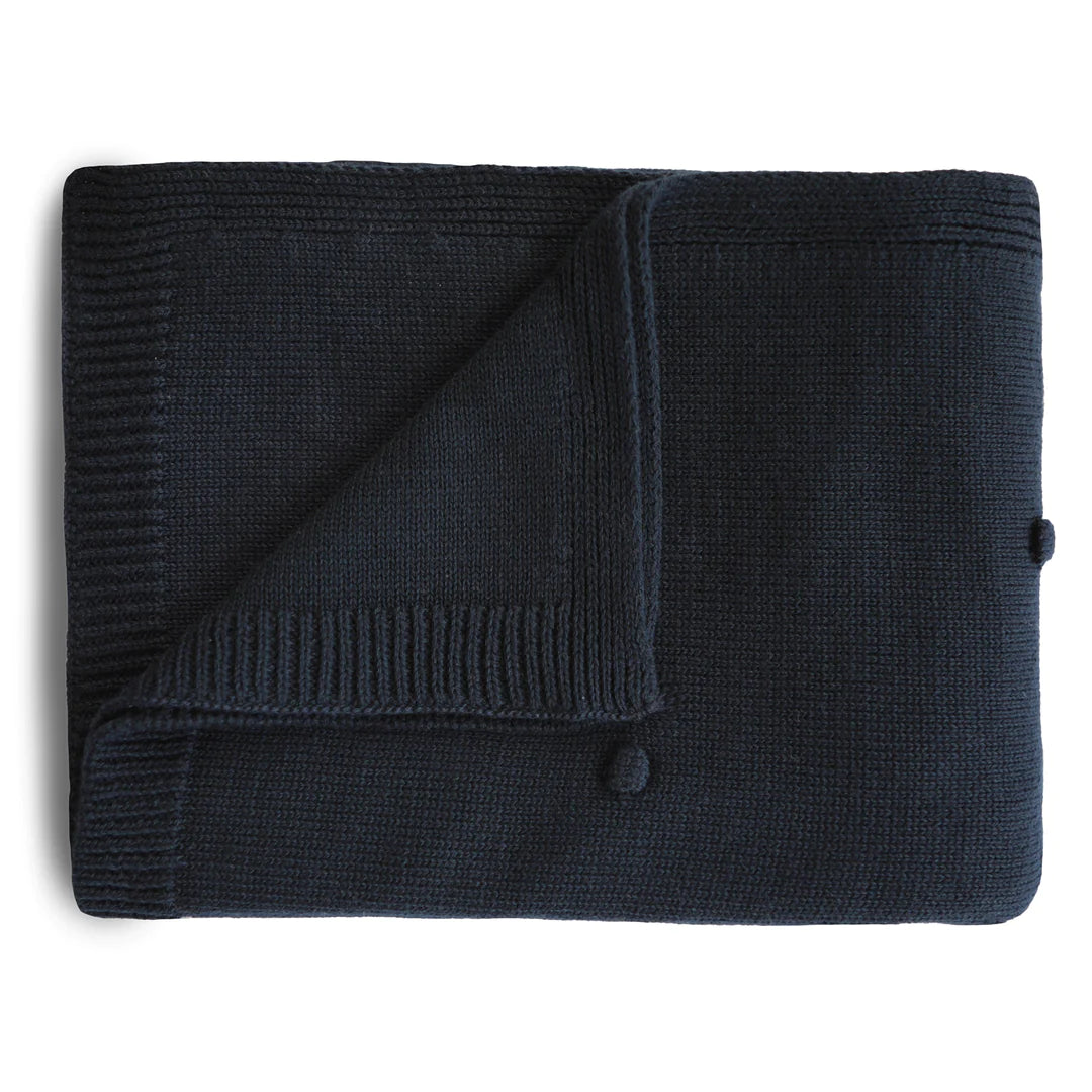 Textured Dots Knit Blanket - Navy