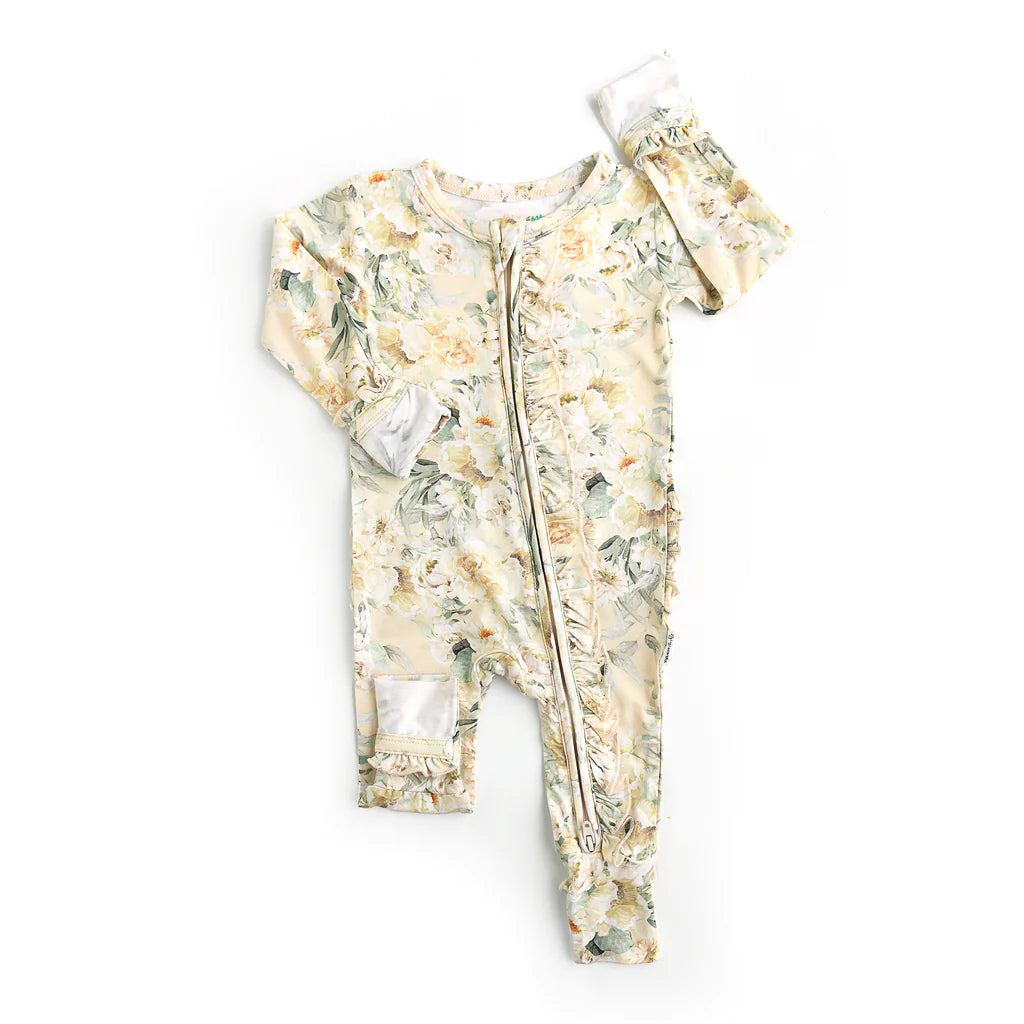 Ruffle Zip Footie - Savannah