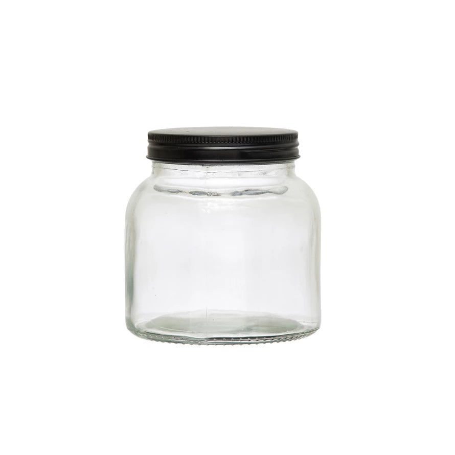 Glass Jar with Black Metal Lid