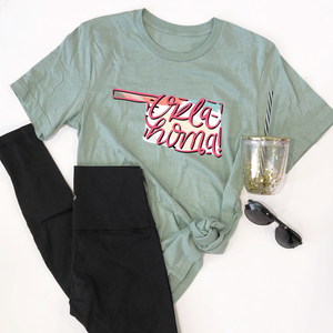 Oklahoma Script Brushed Pattern T-Shirt