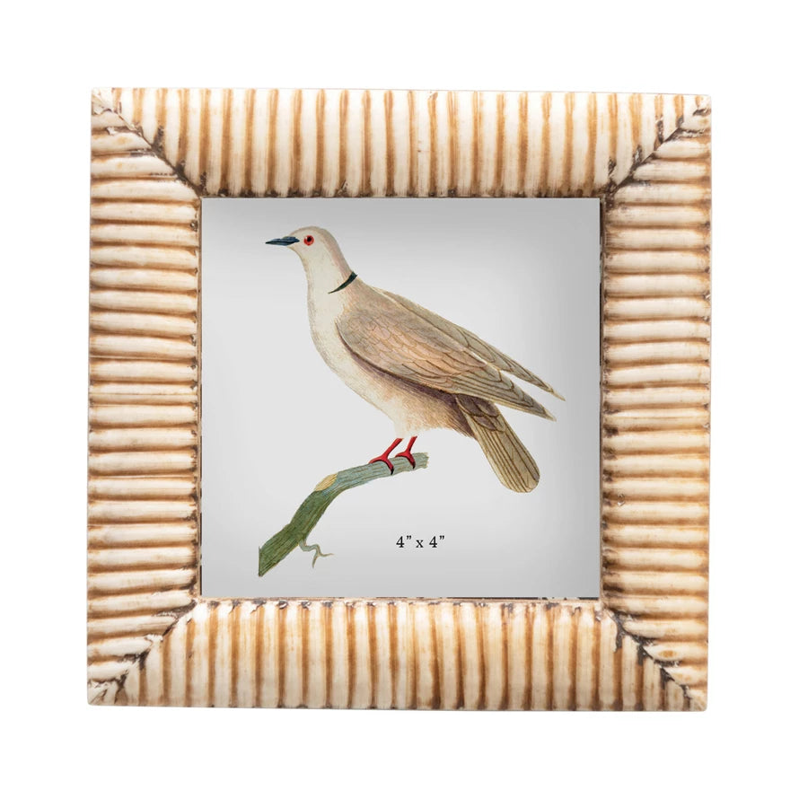 Hand Carved Photo Frame with Ribbed Pattern