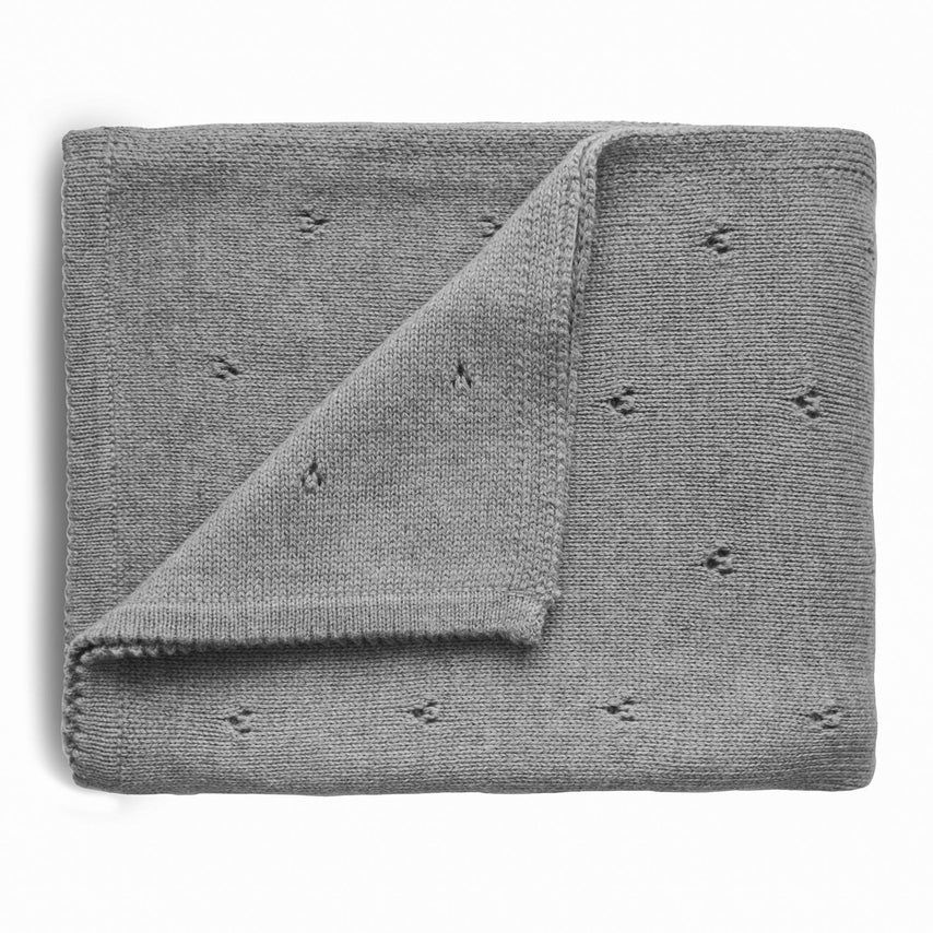 Pointelle Knit Blanket - Grey Melange