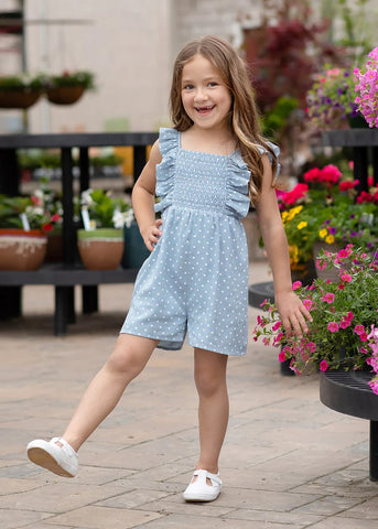 Pebble Polka Dot Woven Toddler Romper