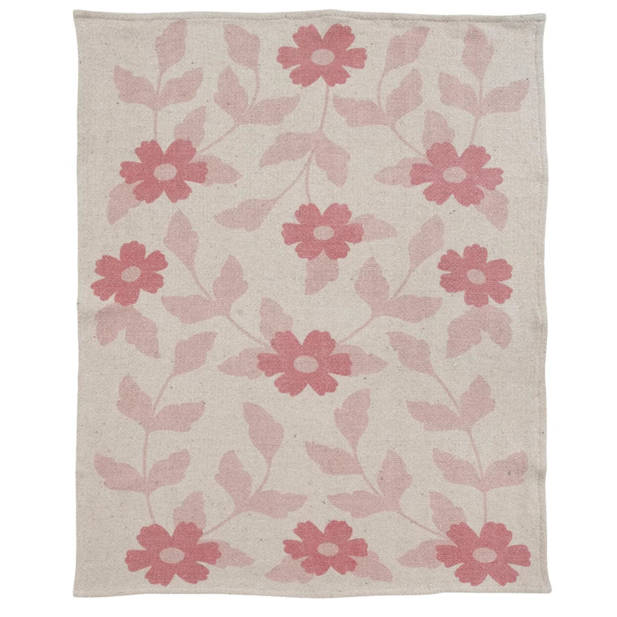 Recycled Cotton Blend Baby Blanket with Flowers