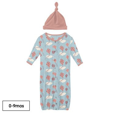 Layette Gown & Knot Hat Set - Kites