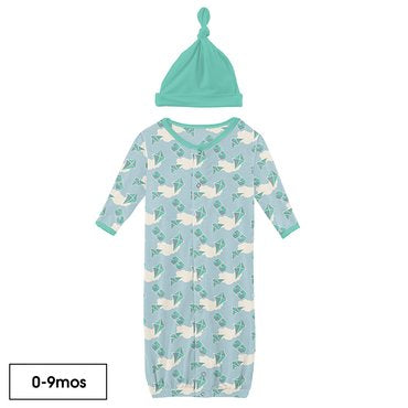 Layette Gown & Knot Hat Set - Kites