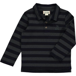 Pique Polo - Navy/Grey Stripe