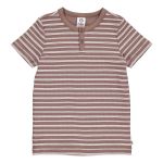 Stripe Rib Short Sleeve T-Shirt-Brown Sugar