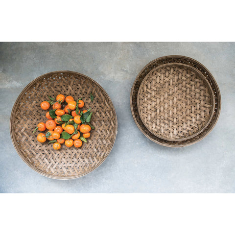 Woven Bamboo Baskets, Set of 3